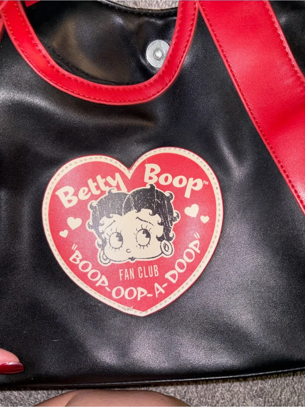 Betty Boop Black and Red Heart Logo Tote